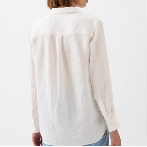 GAP optic white linen Oversized Boyfriend shirt size Large Tall - Picture 4 of 14